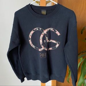 Obey Black + Floral Crewneck Sweater